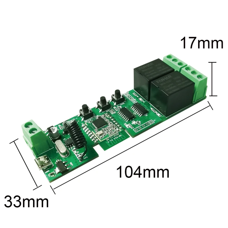 1/2CH Tuya Smart Zigbee Smart Light Switch Module DC 5/12/32V RF433 Receive 10A Relays Work With Alexa Google Assistant