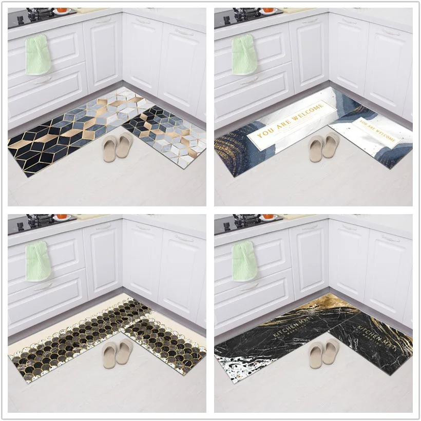 Противоскользящий кухонный коврик напольное покрытие с геометрическим рисунком
