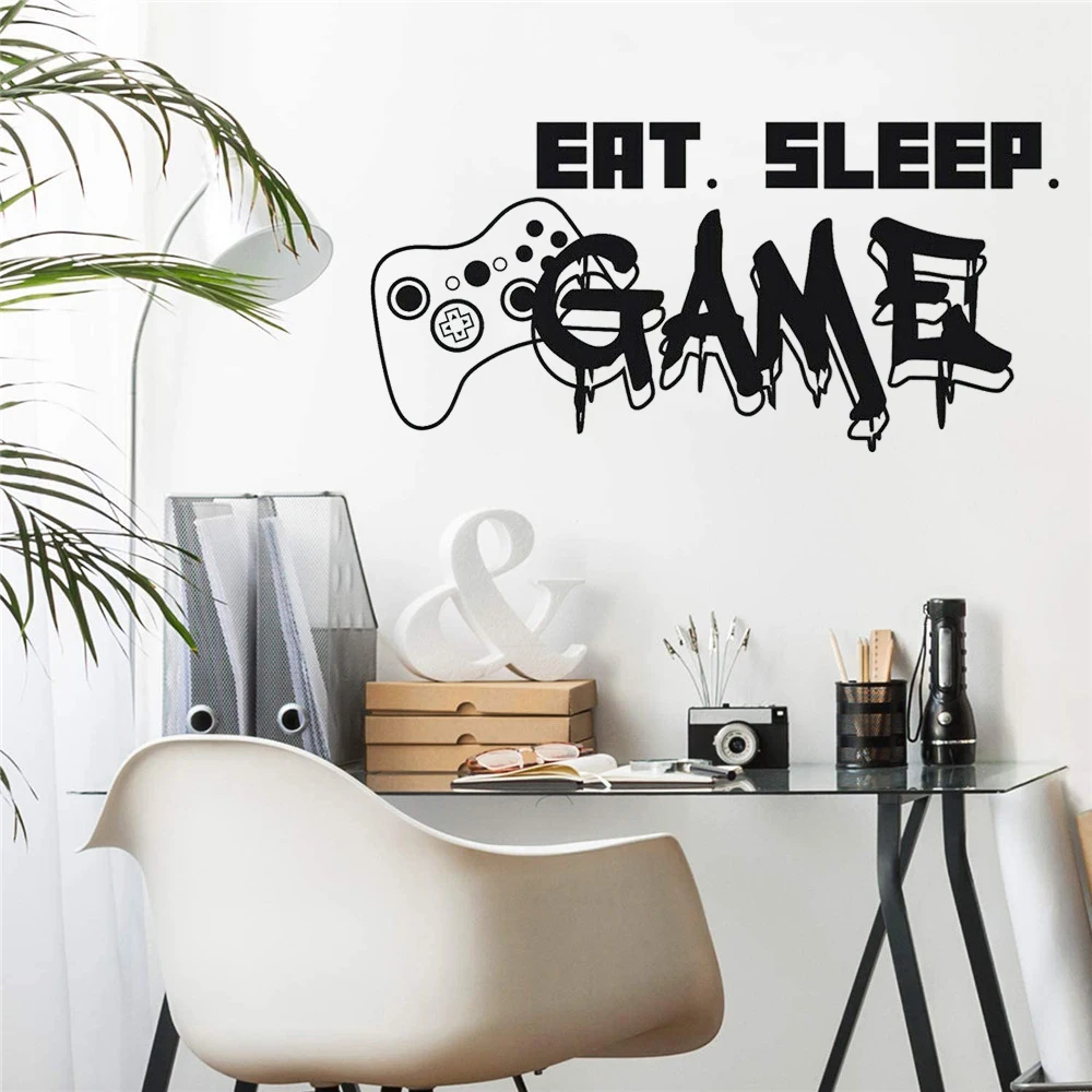 

KABOER EAT SLEEP GAME Quote Gamer Controller Vinyl Wall Sticker Gaming Room Decals