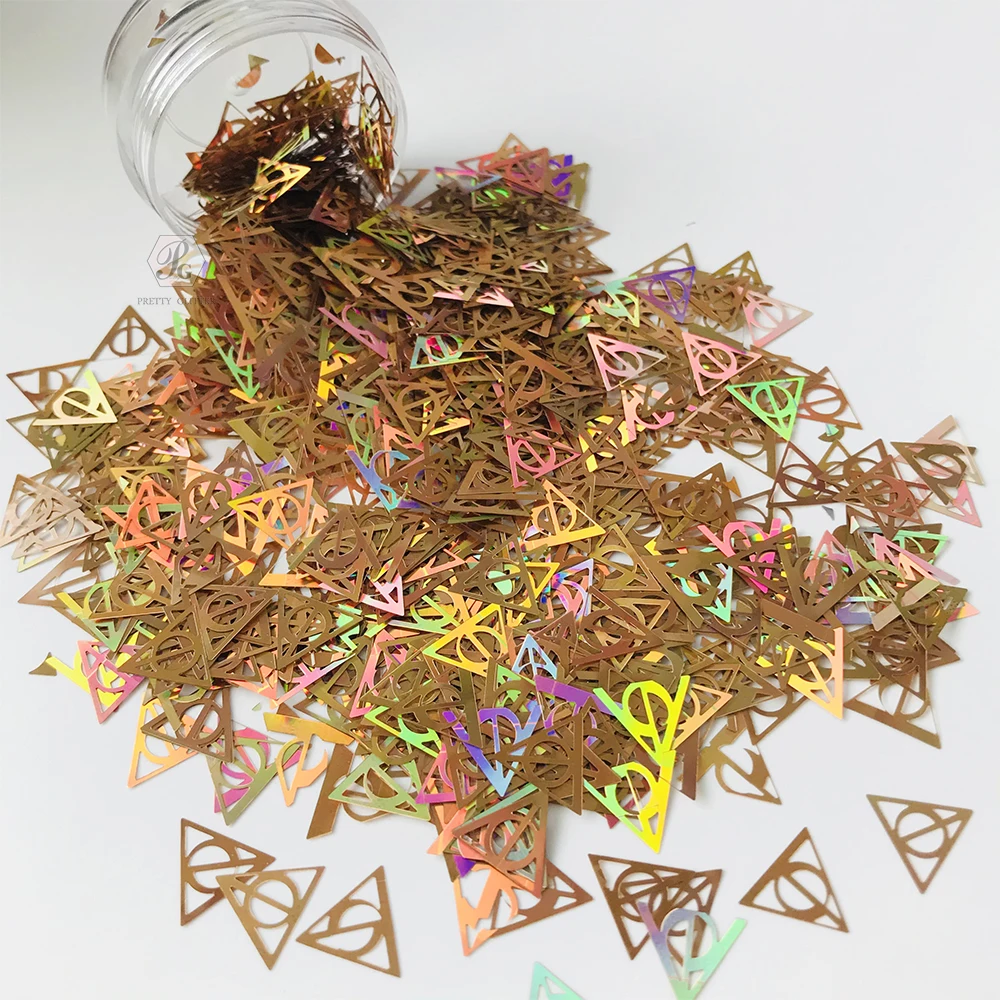 Nail Decoration Glitter 1 Box Potter and the Deathly Hallow Shape Hollow Triangles Holographic Sequins For DIY Art Craft