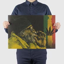 

AIMEER Nostalgic Poster Rock character Jamaica Reggae Band I Kong Vintage Kraft Paper Series Decor Painting Wall Stickers51x36cm