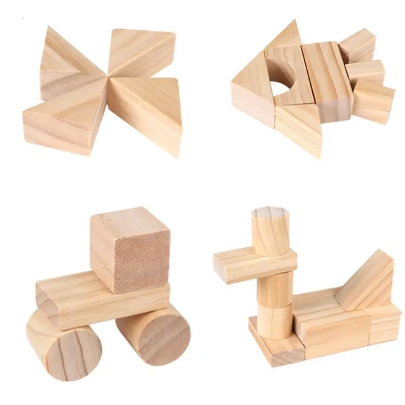 Premium New 100 Pcs Lot Wooden Blocks Set Castle Building Blocks Early Educational Toys 4