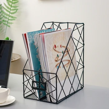 

Nordic Rose Gold Iron Desktop Books Magazines Newspapers Storage Holder Portable Multi-Functional Debris Hanging Basket