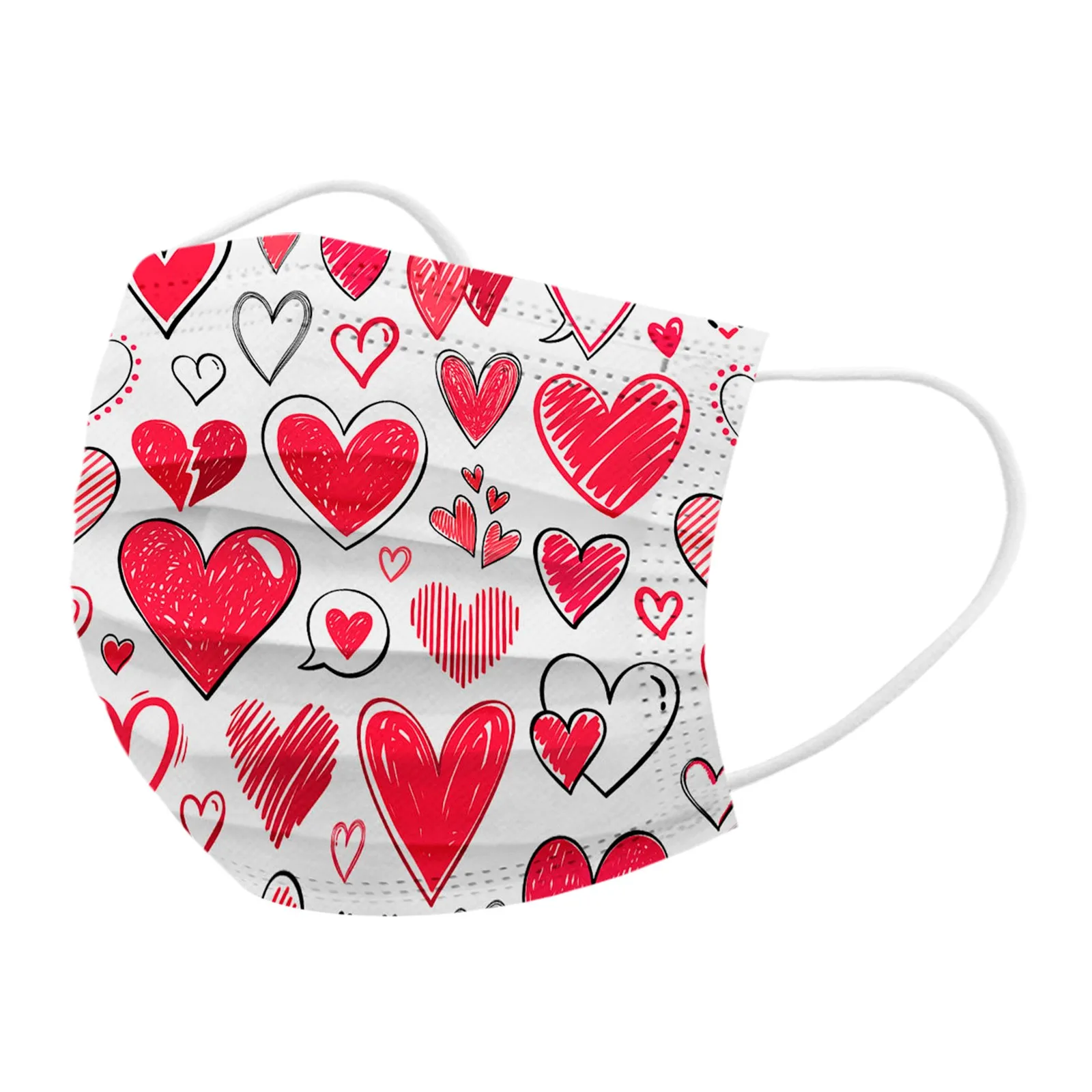 50PCS Valentine's Day Women Mouth Masks Disposable Mask Adult 3-Layer Cartoon Heart 3-layer Mascarillas Quirurgicas Homologadas 5