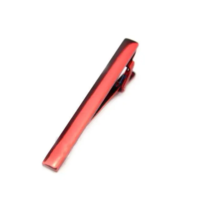 Tie Clip men jewelry luxury Classic gold lase Matte Tie Bar carving Simple Brushed Smooth crystal Clasp Tie Pin Gifts 01Red