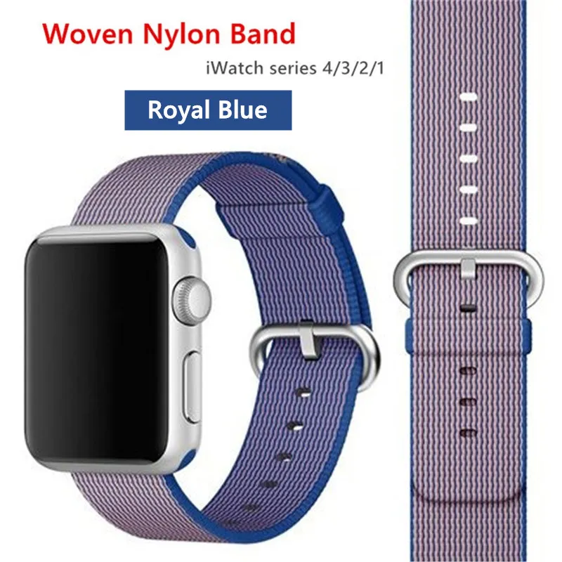 Нейлоновый ремешок для Apple Watch 44 мм 40 мм iWatch 38 мм 42 мм спортивный тканевый браслет для часов Apple watch 5 4 3 2 1 38 - Цвет ремешка: royalblue