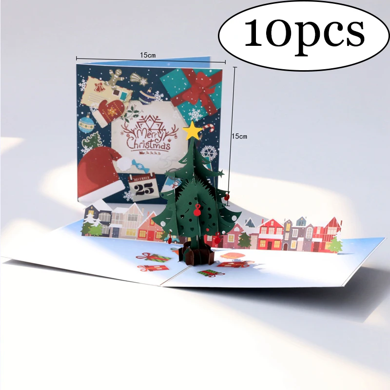 Merry Christma cards 10 шт. 3D лазерная бумага любовь всплывающие карты с пустой конверт приглашения поздравление ручной работы приглашения