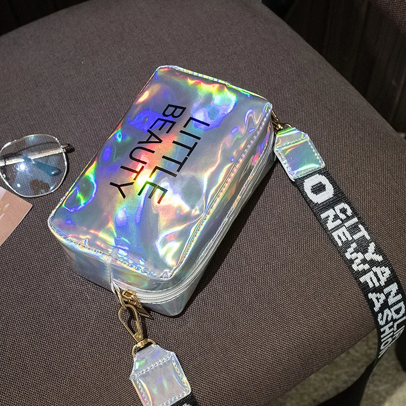 Mini Women Laser Crossbody Bag Messenger Shoulder Bag PVC Jelly Small Tote Messenger Candy Colors Bags Laser Holographic