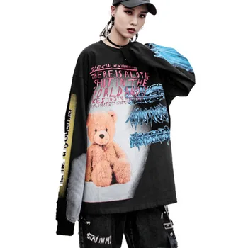 

Vefadisa Spring Woman Cotton Letter And Animal Printed T-shirt Full Sleeve Pullover T-shirt O-Neck Casual T-shirt 2020 QYF233
