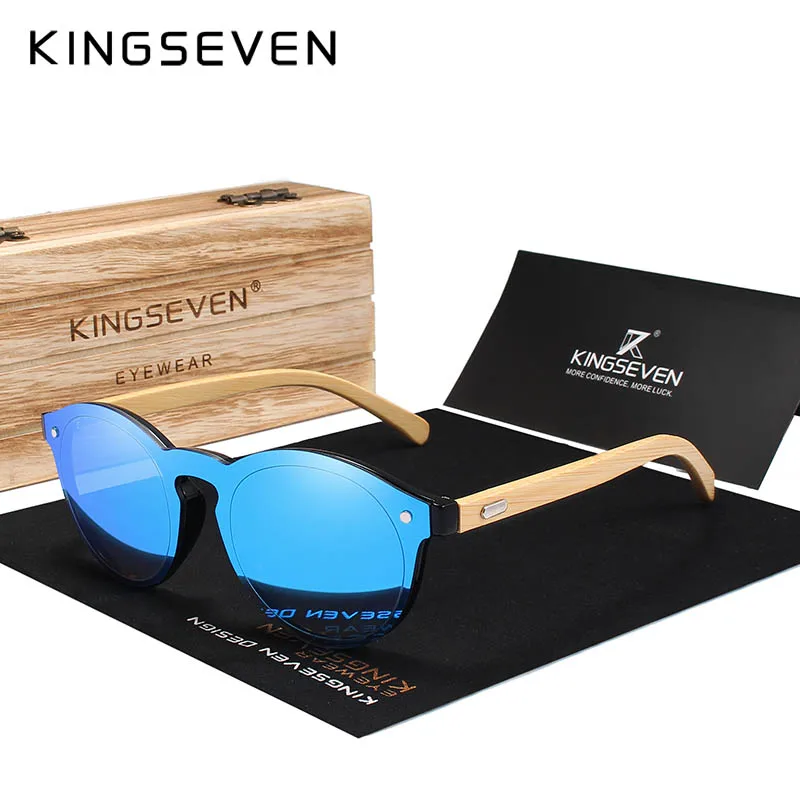 KINGSEVEN мужские солнцезащитные очки бамбуковые для женщин и мужчин фирменные