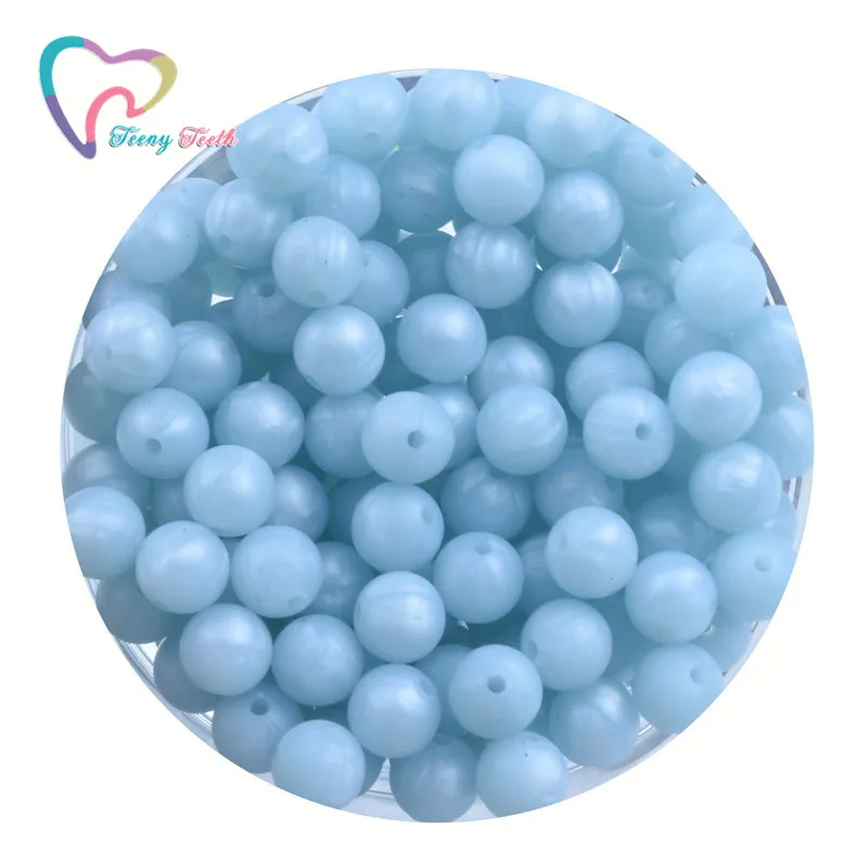 Metallic Blue 24 цвета 10 шт круглые 15 мм Силиконовые перла Бусины Пищевой класс Детские Силиконовые Бусины Детские DIY Соска-Ниблер цепи аксессуары - Цвет: Metallic Blue