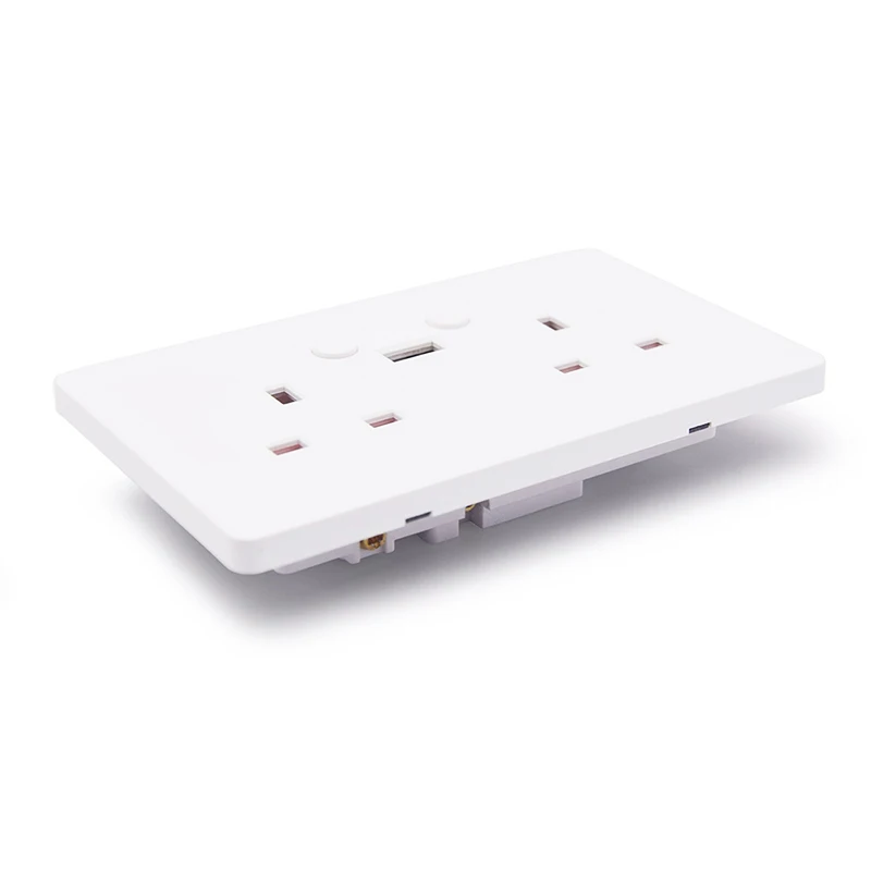 Белый FrankEver Tuya UK Smart Plug Wifi USB настенный выключатель 13A зарядное устройство розетка работает с Alexa - Цвет: Белый