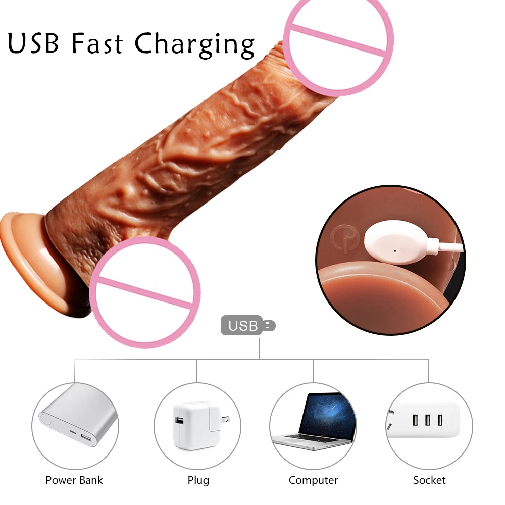 2019New Automatic Telescopic Heating Dildo Vibrator G-spot Massage Huge Realistic Penis Vibrator Sex Toys For Women Sex Products (14)