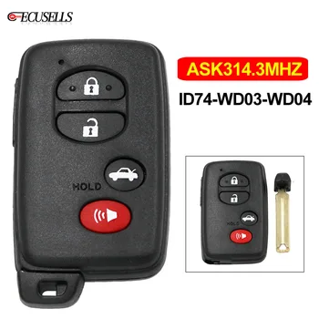 

3+1/4 Button Smart Card -US ASK314.3MHz ID74-WD03-WD04 TOY48 Blade for Toyota Camry Yaris RV4 Reiz Vios Corolla Avalon 2008-2013