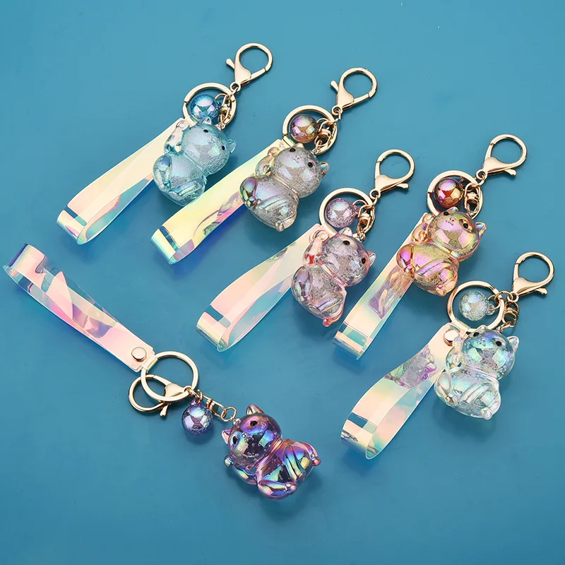 

New Acrylic Symphony Crystal Lucky Cat Keychain Pendant Kitty Keychain Creative Event Party Fashion Gift