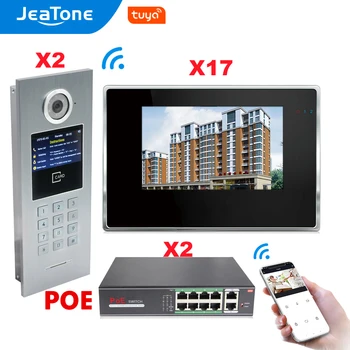 

7'' Touch Screen WIFI IP Video Door Phone Intercom +POE Switch 7 Floors Building Access Control System Support Password/IC Card