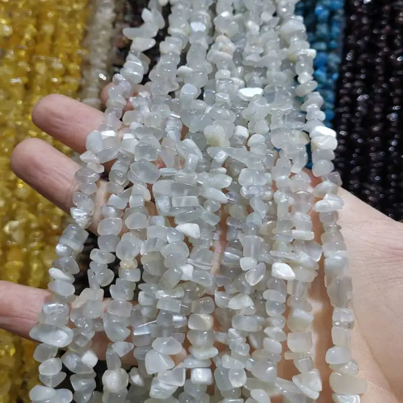 Высокое качество 5 8 мм натуральный белый лунный камень чип Гравий DIY драгоценные