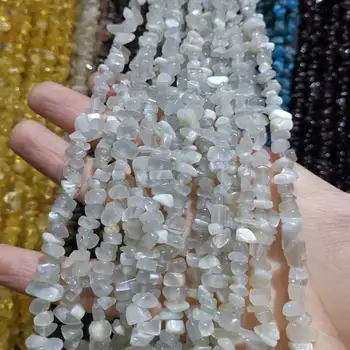 

High Quality 5-8mm Natural White Moonstone Chip Gravel DIY Gems Loose Beads Strand 85cm Jewelry Making Free Shipping w416