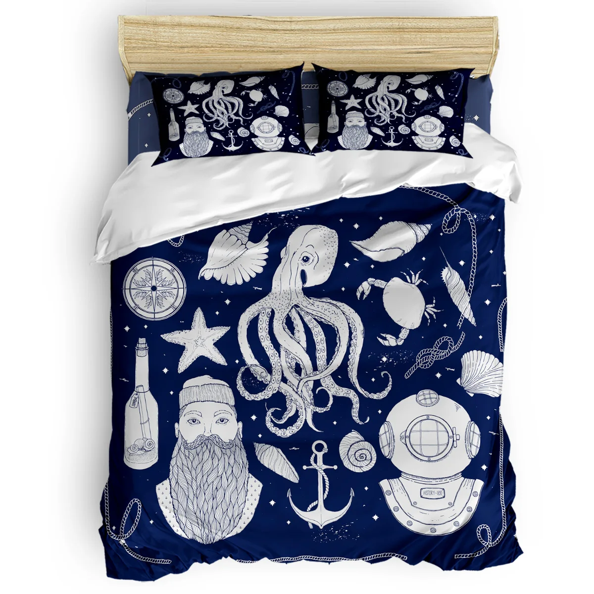 

Maritime Octopus Vintage Duvet Cover Set View of Folkloric Serape 4 Piece Bedding Set