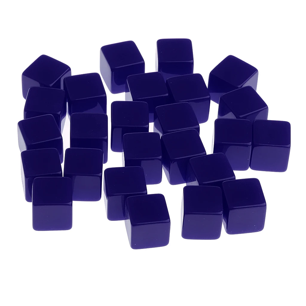 25 штук пустые 12 мм игральные кости D6 для D& D MTG ролевые игры - Цвет: Синий