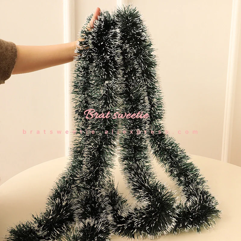 2m White Dark Green Cane Tinsel Christmas Decoration Garland Wreath Christmas Tree Decor Ornaments Animal Party Supplies