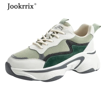 

Jookrrix 2020 Women Spring Fashion Increased Chunky Sneakers For Women Genuine Leather Shoes Lady Wedges Thick Sole Shoes ZD2636