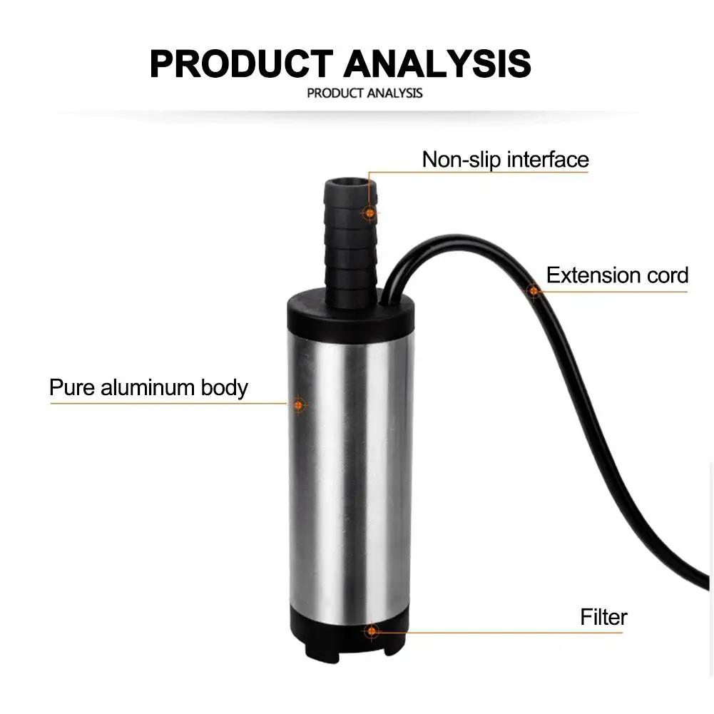Топливный насос DC12V 38 мм алюминиевый сплав авто электрический автомобиль погружной насос топливный вода дизельное масло баррель 15л/мин перекачивающий насос