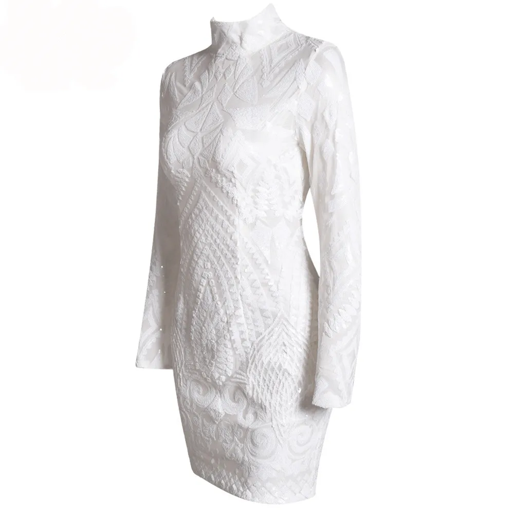Yesexy, осенне-зимнее Сексуальное Женское Платье с высоким воротником и длинными рукавами, однотонное женское платье-футляр VR4735