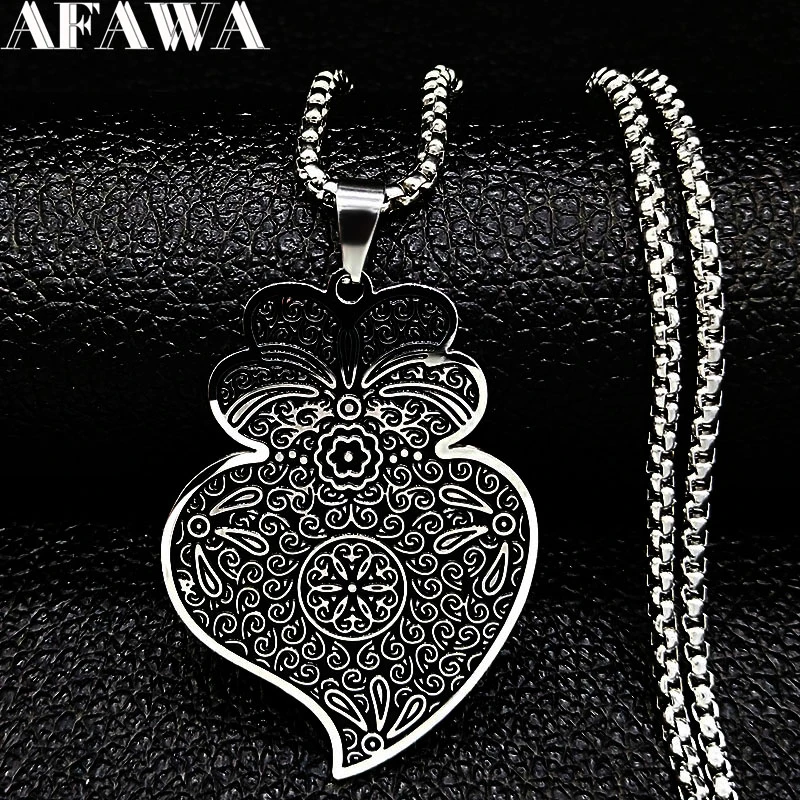 Viana collar de acero inoxidable con forma de corazón y flor para mujer, Color plateado, joyería, joyería| | - AliExpress