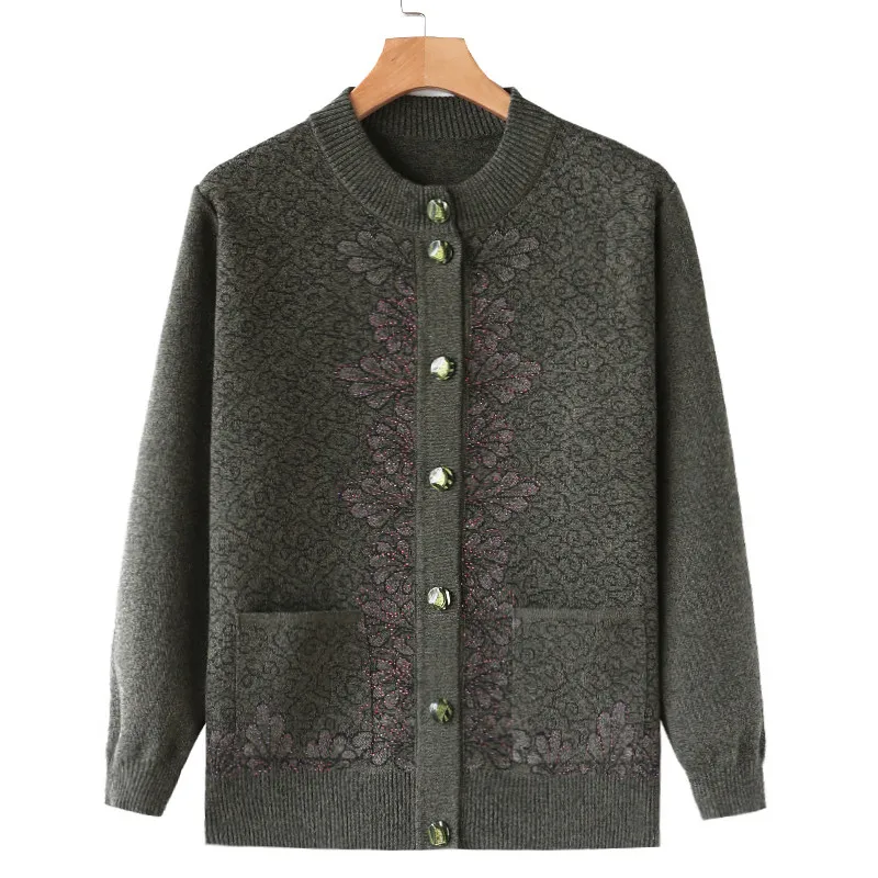 Fdfklak, XL, 2XL, 3XL, 4XL размера плюс, женский кардиган, толстый теплый свитер, новая зимняя одежда, Свободный вязаный свитер с вышивкой для мамы