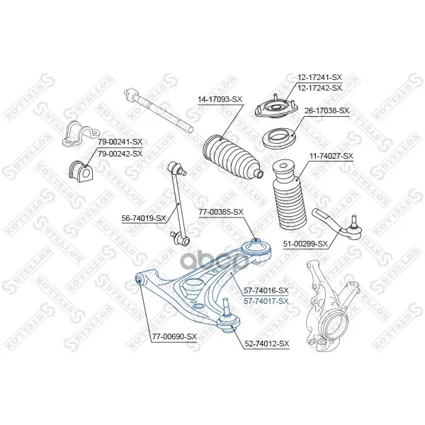 57-74017-Sx_рычаг Нижний Левый! Nissan Micra K12e All 03 Stellox 5774017sx Stellox арт. 5774017SX