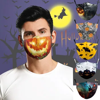 

Adult Women Halloween 3D Digital Print Safet Protect Reusable Foggy Face Mask Cloth Mouth Mask Mouth Face Mask Reuseable Mouth M