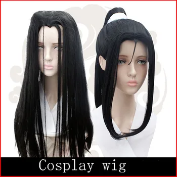 

LANLAN Wenning Cosplay wig Long straight black hair Split the sideburns Ancient wig High quality high temperature fiber