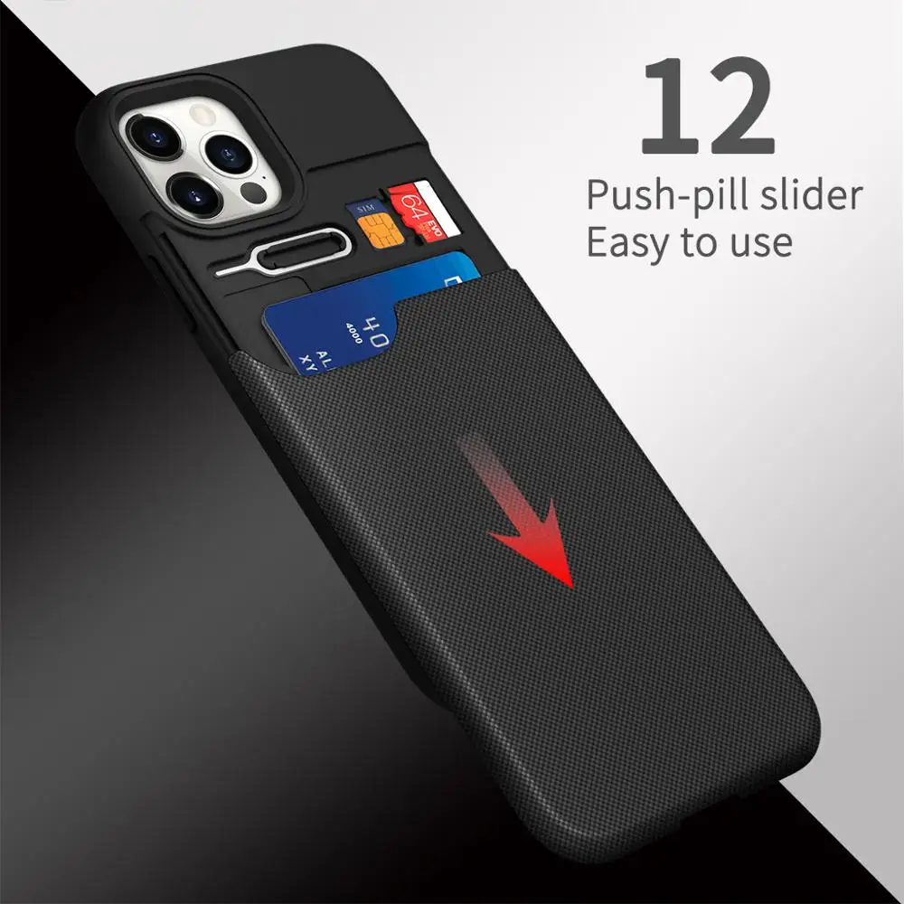 Armor Case for iPhone 12 Wallet Credit Card Holder Hybrid Business Matte Phone Cover for iPhone 11 12 Pro Max X Xr Xs Case