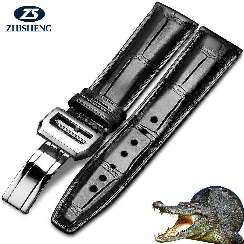 

High quality Watchband 20mm 22mm Real Leather Watch Band Alligator Pattern Watch Strap