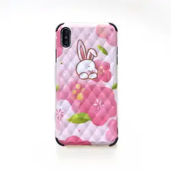Милый цветок кролик Coque для Iphone X Case ромб текстура твёрдый чехол IMD защитных чехлов для Iphone Xr Xs Max 6 6S 7 Plus Iphone 8 Plus
