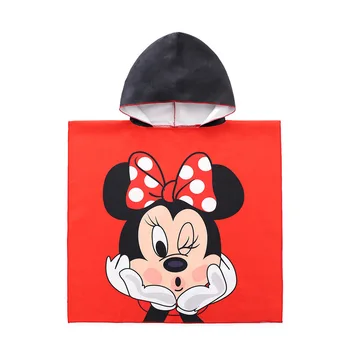 

Disney cartoon Minnie children's hooded cape shawl beach towel microfiber printed bathrobe quick-drying wearable towel 50x100cm