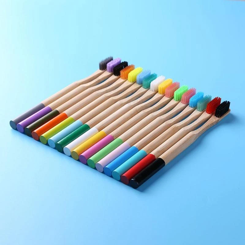 10-Pack бамбуковая зубная щетка средняя щетина биоразлагаемая безпластичная зубная щетка es цилиндрическая низкоуглеродистая эко кисточка с бамбуковой ручкой