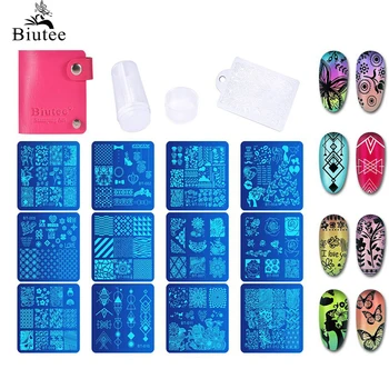 

Biutee 12PCS Leaves Flowers Pattern Nail Stamping Plates Design Painting Nail Art Stencils Template Manicure Nail Stamp Tools
