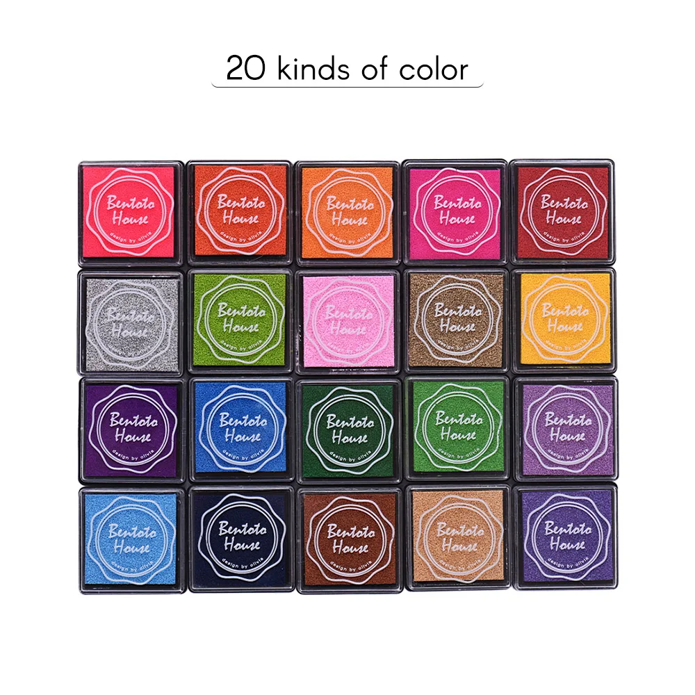 

20Pcs Candy Color Small Ink Pad Set for Diary Scrapbook Notebook Greeting Card DIY Decoration Stamps for Kids