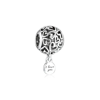 

CKK Openwork Hearts Charms 925 Original Fit Pandora Bracelets Sterling Silver Charm Beads for Jewelry Making Bead Berloque