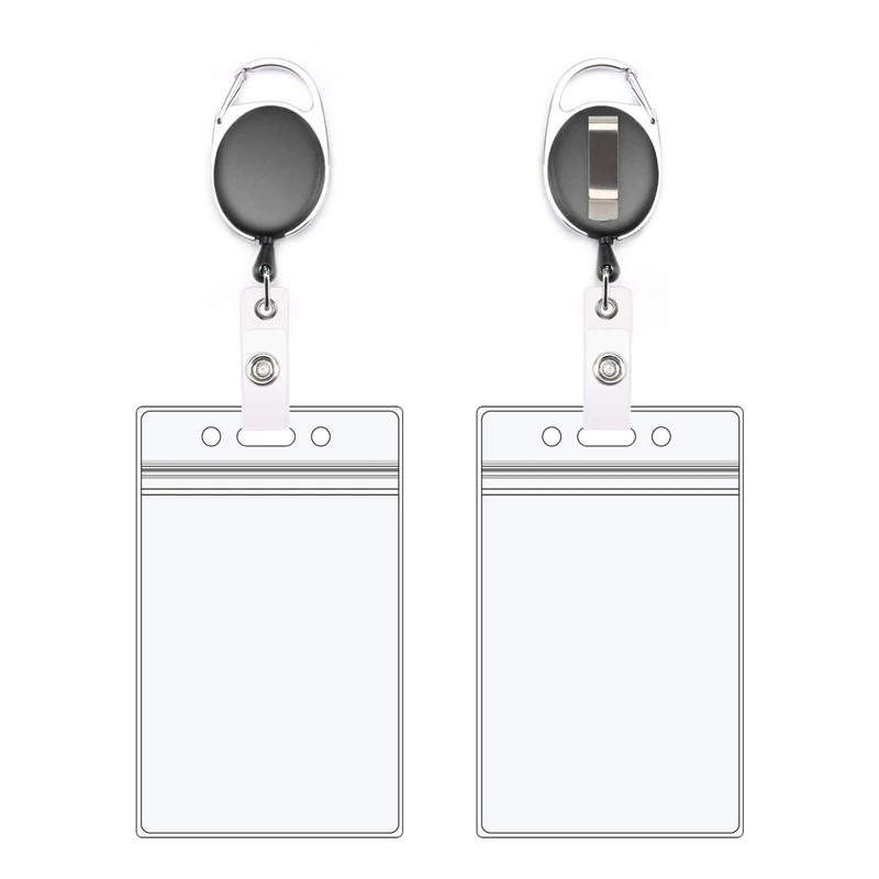 

20Pcs Retractable Badge Holders with Carabiner Reel Clip and Vertical Style Heavy Duty ID Card Holders