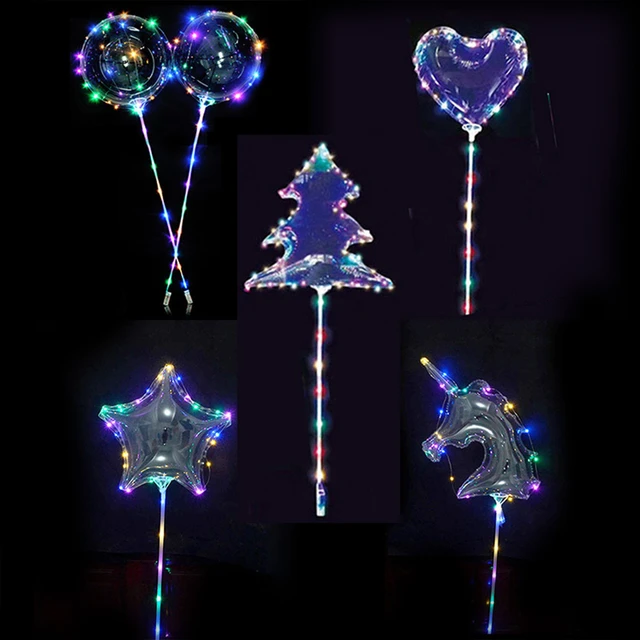 Bobo Balloon With Light and Stick 20inch Bubble Balloon 70cm Stick 3 Level  Flashing Led String Light with Handled Xmas Birthday - AliExpress