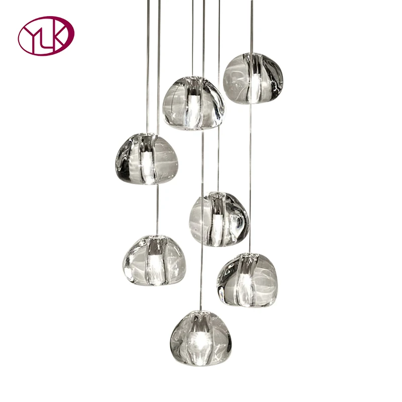 

New Modern Luxury Chandelier Lighting Long Adjustable Polished Steel Hanging Staircase LED Crystal Light Fixtures Home Lighting