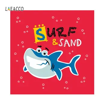

Laeacco Cartoon Happy Hour Shark Surf And Sand Bubble Custom Photographic Backgrounds For Photography Backdrops For Photo Studio