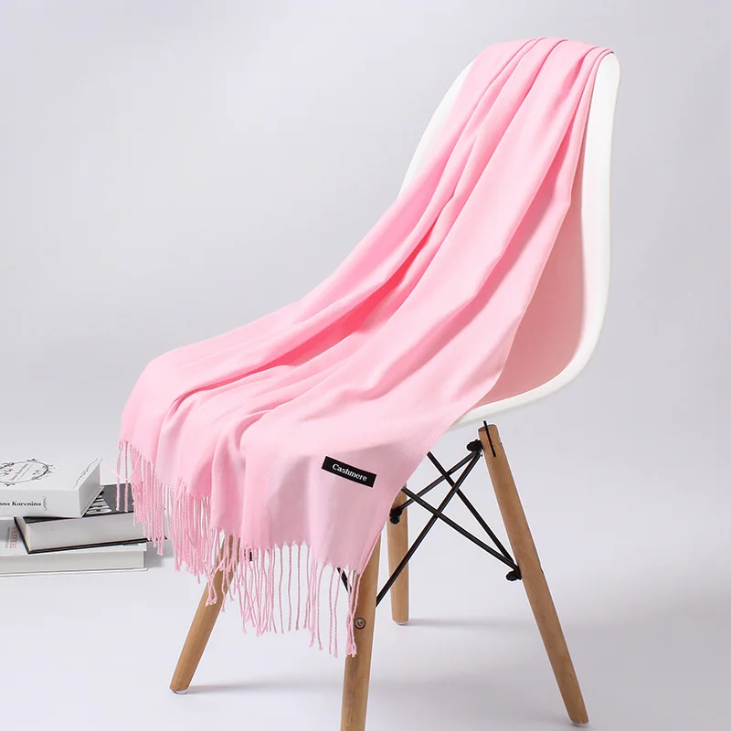 

2019 Luxury Cashmere Scarf for Womrn Solid Winter Pashmina Scarves Unisex Warm Thick Long Scarfs Tassel Shawls Blanket Warps
