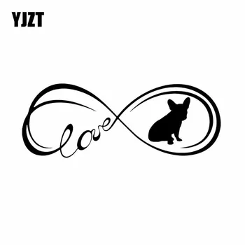 

YJZT 17.6X6.6CM French Bulldog Dog Love Vinyl Decal Window Bumper Car Sticker Black/Silver C24-1177