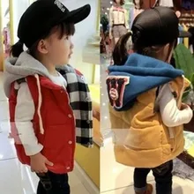 Осень-зима, стиль, корейский стиль, для мужчин и женщин, детский утепленный жилет детское повседневное модное пальто с буквами