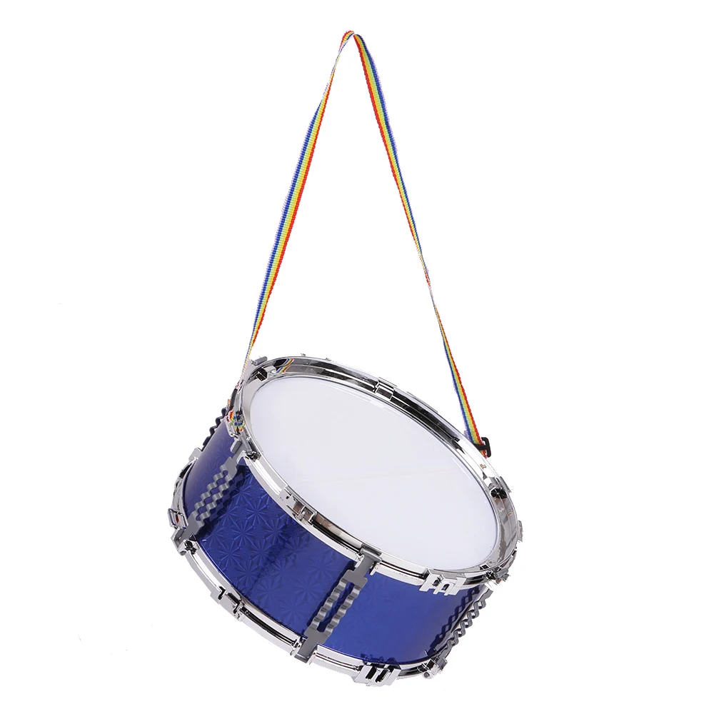 Красочный Джаз Snare барабан музыкальная игрушка барабан портативный ударный инструмент с барабаном палочки ремень для детей Рождественский подарок - Цвет: blue