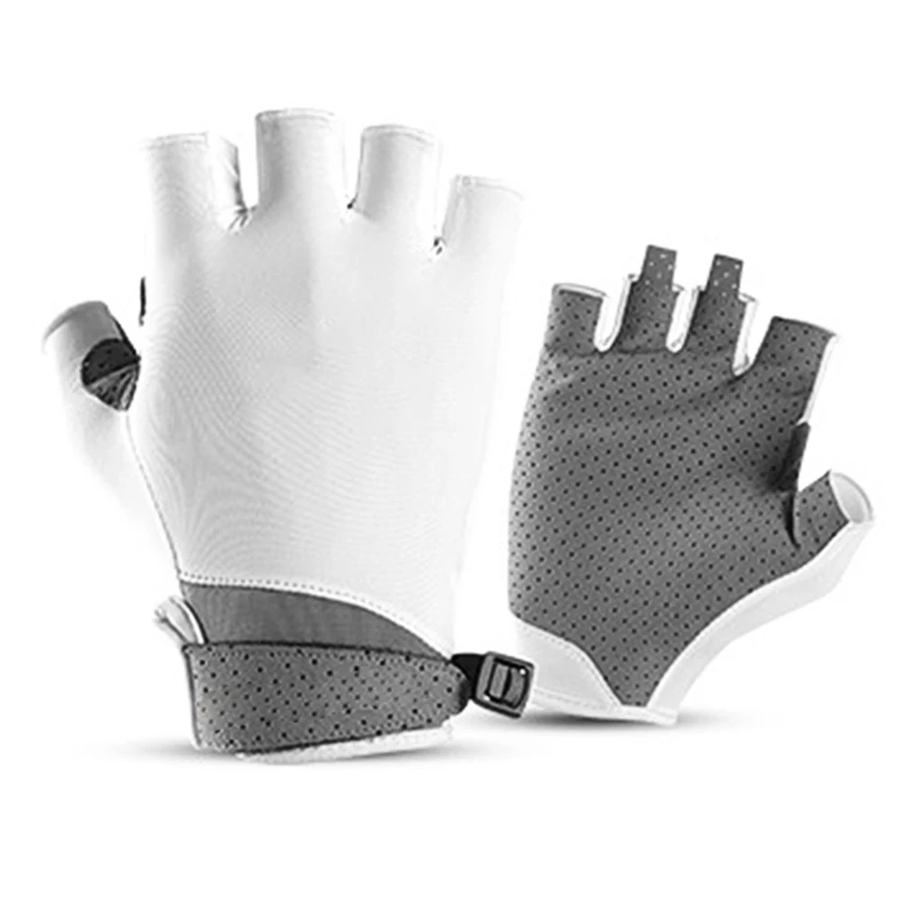 2 шт велосипедные перчатки с открытыми пальцами дышащие противоскользящие аксессуары для велосипедных видов спорта SAL99 - Цвет: White